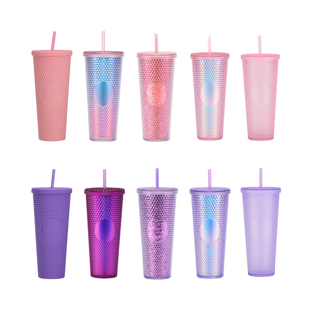 Double Wall 710ml 24oz Noctilucence Plastic Diamond Tumbler Bling