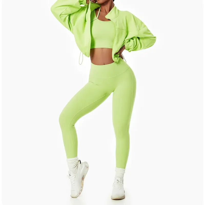 Winter Coat Outfit Fitness Crop Top Active Sweatsuits 2Pcs Workout