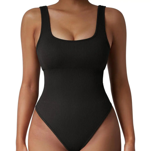 Women's Bodysuits Sexy Hot Spring Vacation Ribbed Sleeveless Square