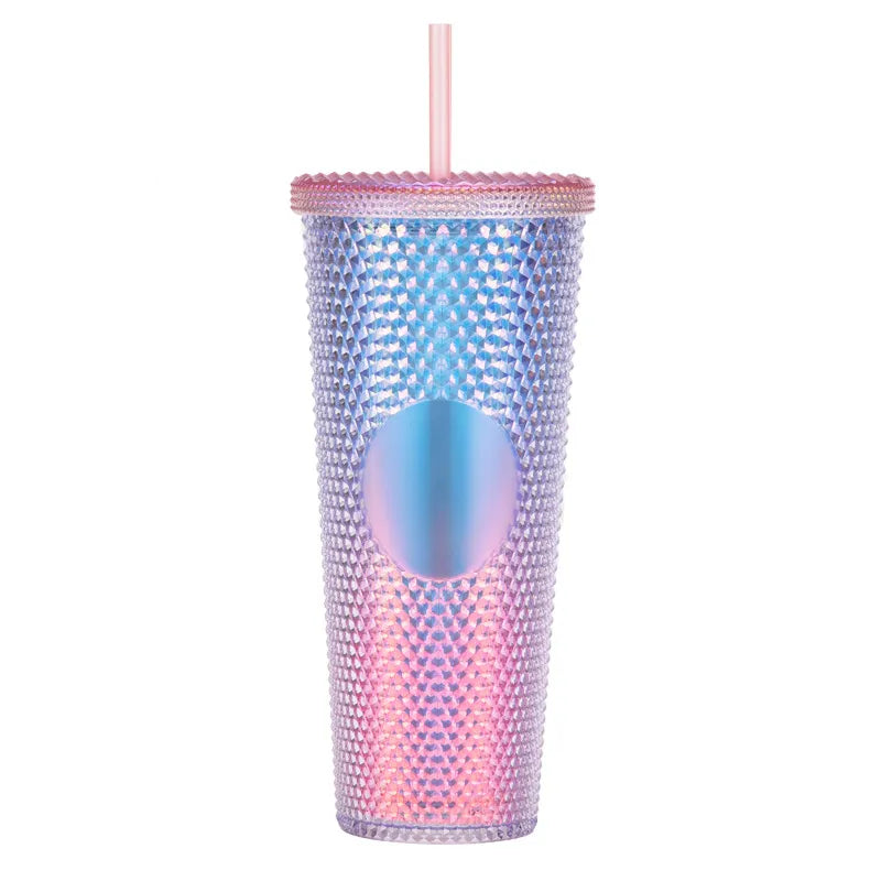 Double Wall 710ml 24oz Noctilucence Plastic Diamond Tumbler Bling