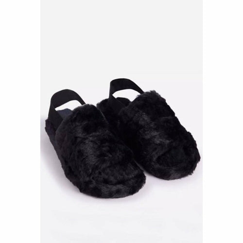 Faux Fur Fluffy Stripe Slippers